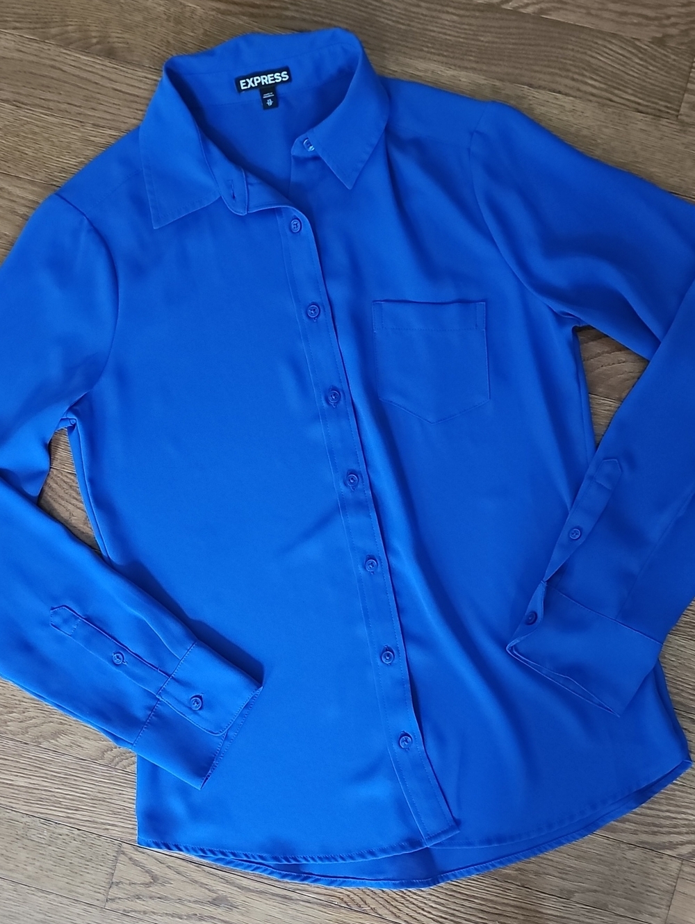 Express Bright Royal Blue Button-Front Shirt